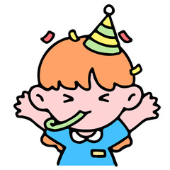 A little cute girl  partying, isolated on a background vector illustration.