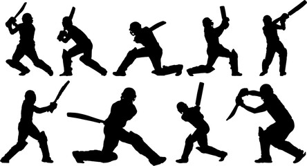 "Vector Silhouettes of Cricket Players, Batsmen, Bowlers, and Cricket Elements for Your Design Needs"
"A Comprehensive Collection of Cricket Player Silhouettes and Cricket Elements for Graphic Designe
