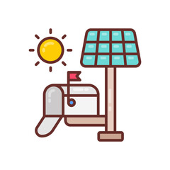Solar Powered Mail Box icon in vector. Illustration