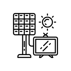 Solar TV icon in vector. Illustration