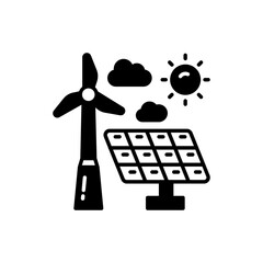 Solar Wind Power icon in vector. Illustration