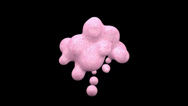 3D animation of Pink abstract smooth liquid shape. 4k seamless loop 3D animation. Smooth animation of bubbles, metaball with inner glow. isolated on black background.