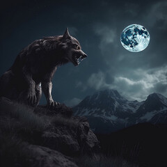 wolf howling at the moon