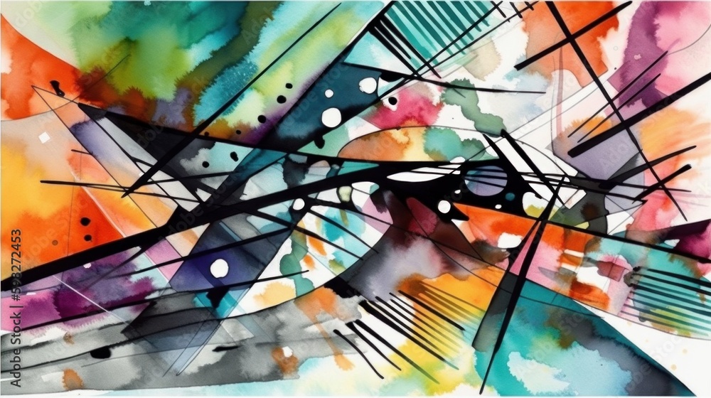 Poster striking geometric colours and deep lines. abstract background. ai generative.