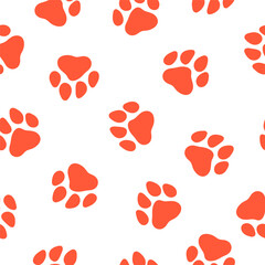 Seamless pattern with orange paws