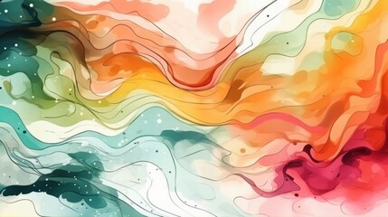 Abstract line art background in watercolor style. Ai generated.