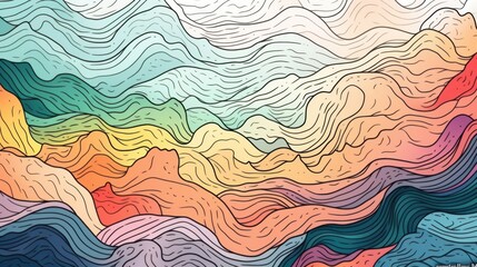 Abstract line art background in watercolor style. Ai generated.