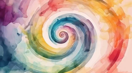 Foto op Plexiglas Abstract spiral background in watercolor style. Ai generated. © vadymstock
