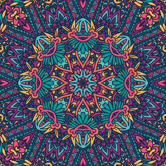 Sun mandala flower design. Festival art seamless pattern ornamental. Ethnic geometric print.