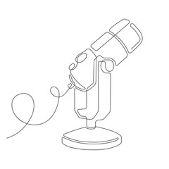 Microphone.Public horn speaker.Continuous line drawing.Vector illustration .