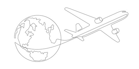 Flying plane.Airplane .Planet Earth.Vector illustration.