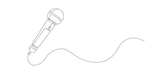 Obraz premium Microphone.Public horn speaker.Continuous line drawing.Vector illustration .