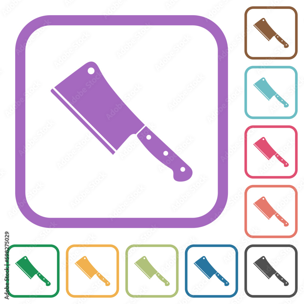 Poster meat cleaver knife simple icons