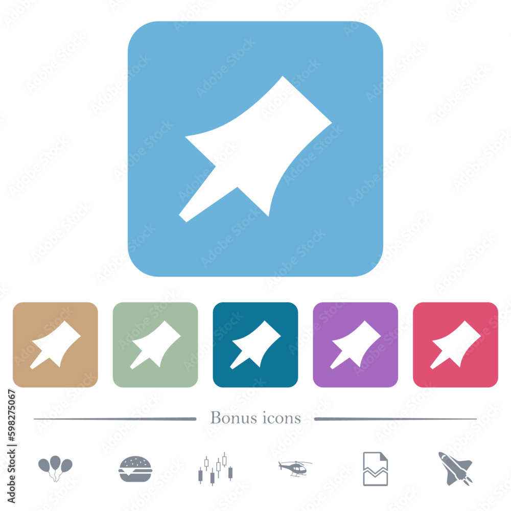 Poster push pin solid flat icons on color rounded square backgrounds