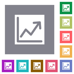 Line graph solid square flat icons