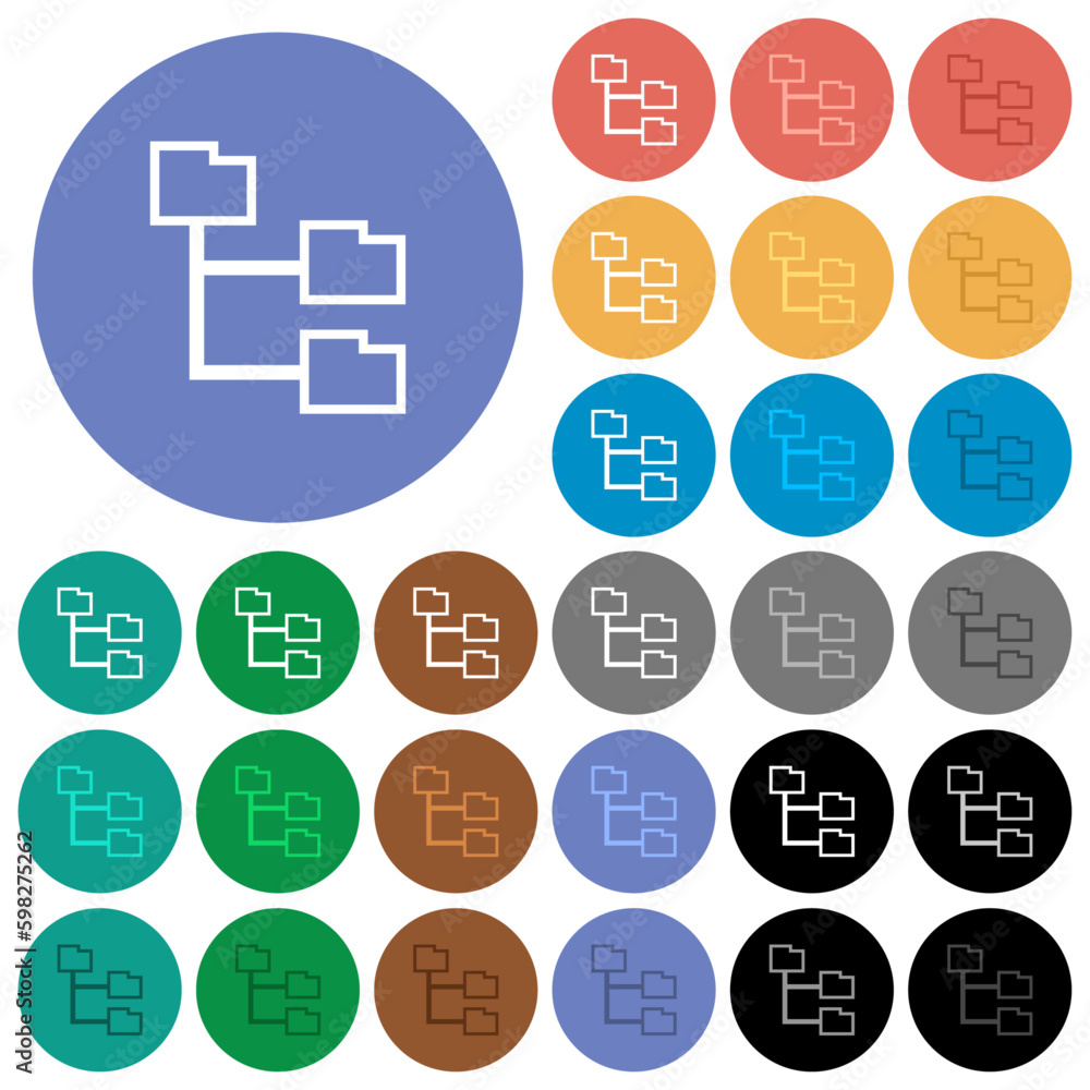 Poster folder structure outline round flat multi colored icons
