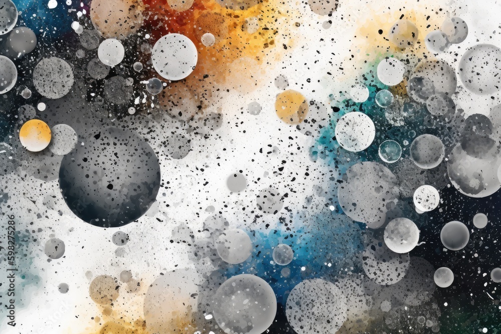 Poster watercolor painting with vibrant bubbles in close-up view. generative ai generative ai