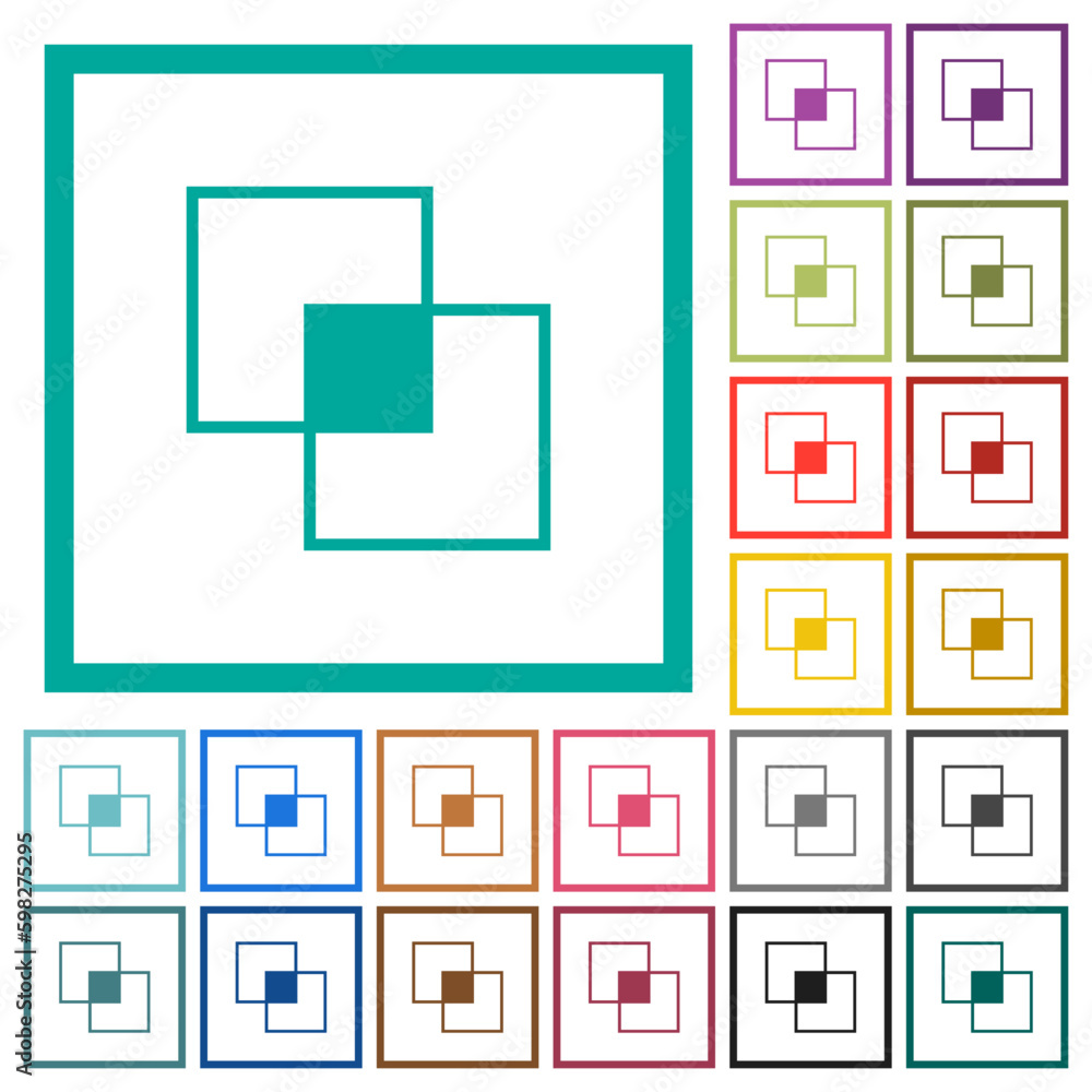 Poster clipping mask tool flat color icons with quadrant frames