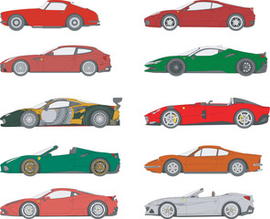 Set of Ferrari cars
