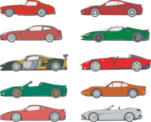 Tuinposter Autorace Set of Ferrari cars