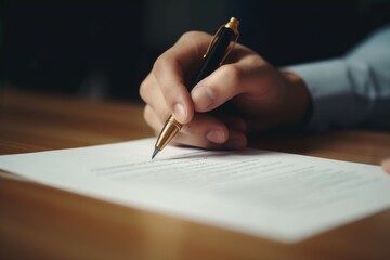 Hand signing contract. Generate Ai