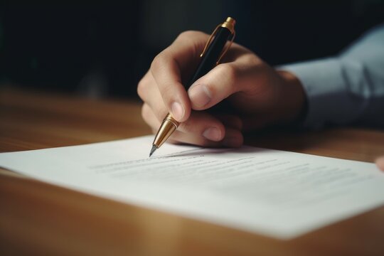 Hand signing contract. Generate Ai