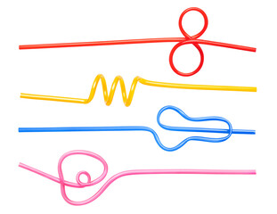 Set of multicolor cocktail tubes, cut out