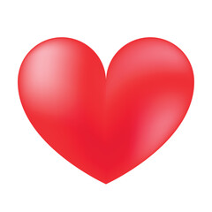 Red heart illustration. Vector decor isolated on white background.