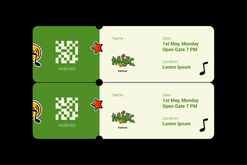 Simple Online Ticket Music Festival Design Template Vector