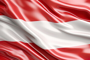 Fototapeta premium Red and white background, waving the national flag of Austria, waved a highly detailed close-up. Created with Generative AI Technology