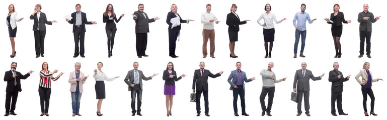 group of business people showing thumbs up isolated