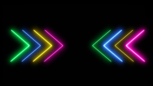 Abstarct color arows glow neon lights 4K.