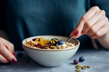 Yogurt granola bowl. Generate Ai