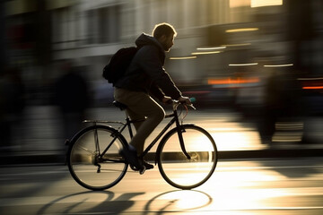 A cyclist riding a bike on a scenic route. Ai generated.