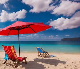 Obraz na płótnie Canvas lounge chairs on the beach