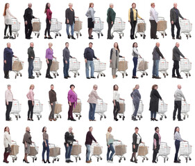 Obraz premium group of people with cart isolated on white