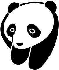 Panda bear cartoon | Panda bear smile vector illustration art | Silhouette
