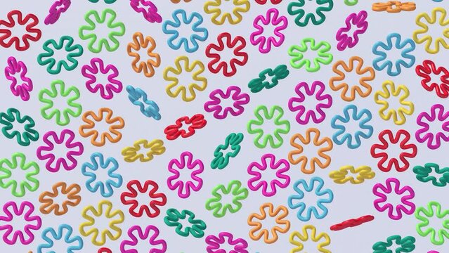 Bright colorful flowers pattern. Abstract animation, 3d render.