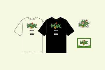 Simple T-Shirt, Sticker, Cue Card Music Festival Design Template Vector