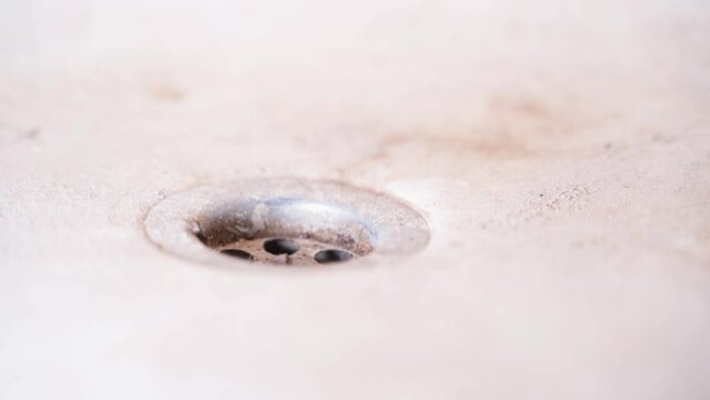 Bathroom with dirty drain hole, close up Generative AI