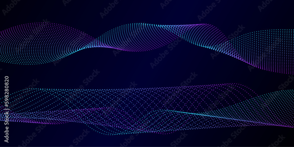 Aufkleber vector wave lines smooth flowing dynamic blue gradient light isolated on black background for concep