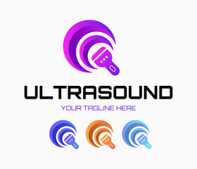 Ultrasound diagnostics logo. Medical research, gynecology clinic, polyclinics, obstetrics and hospitals, vector design and illustration.