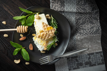 homemade cheese with honey and nuts