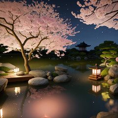 Naklejka premium 日本 庭 Generative AI
