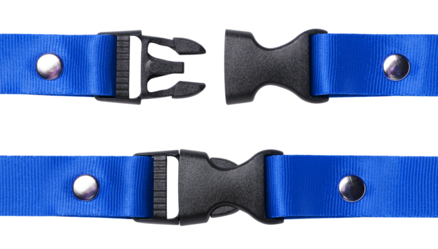 Blue opened and fastened locking straps, 