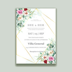 Free vector watercolor eucalyptus wedding invitation card set