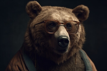 Obraz premium An image of a wise old animal wearing eyeglasses, symbolizing intelligence and experience. Ai generated.