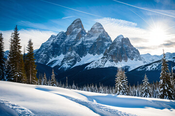 Fototapeta premium winter mountain landscape generative ai