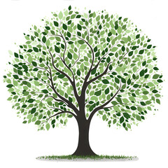 Fototapeta premium Sustainability and environmental Concept, nature, ecological activism and green economy on the rise, silhouette of a tree made of green leaves leaving a trail of leaves, generative ai