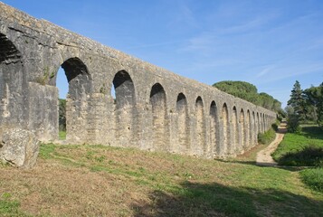 Wonderful landscapes in Portugal. Beautiful scenery of Aqueduct of the Convent of Christ in Tomar....